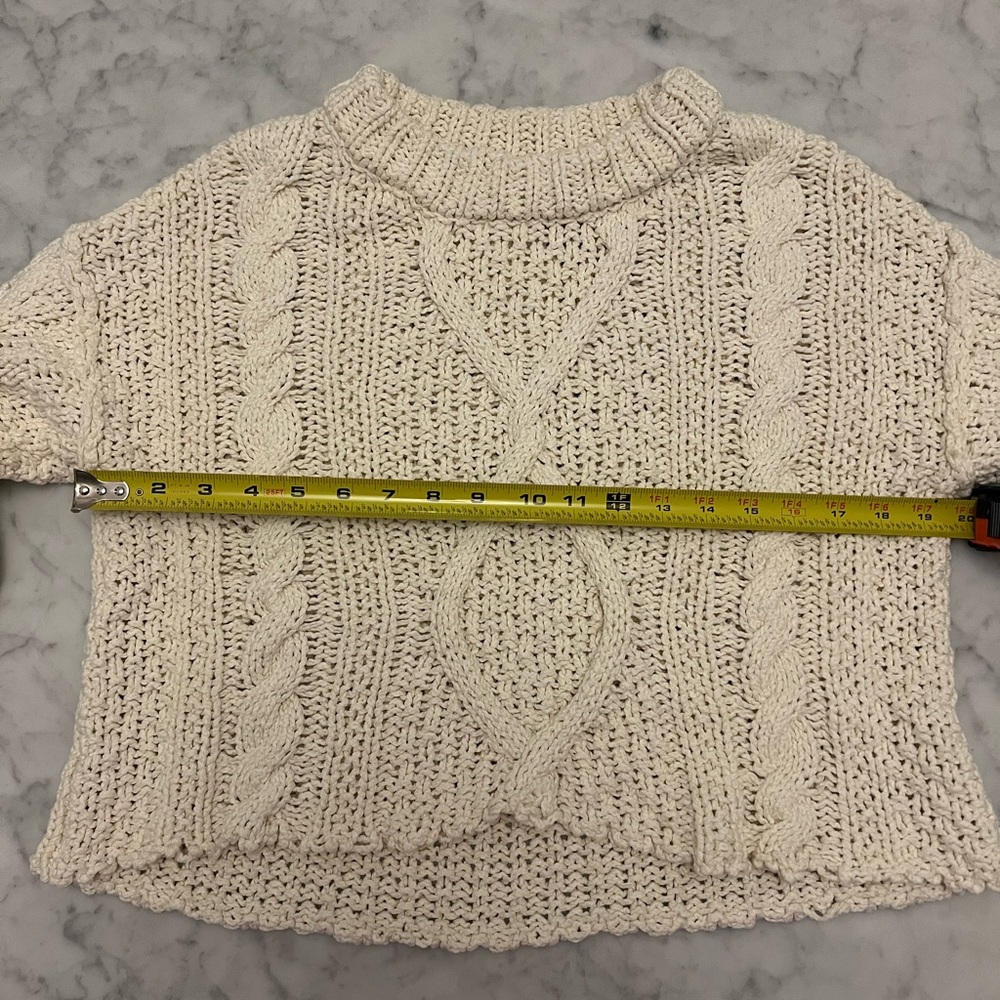 Free People Cutting Edge Cable Pullover in Ivory Size Small - Picture 15 of 16